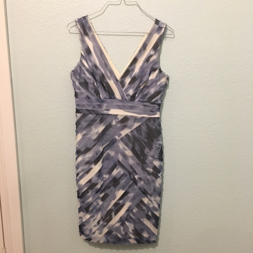 Ann Taylor Blue Watercolor Criss-Cross Dress